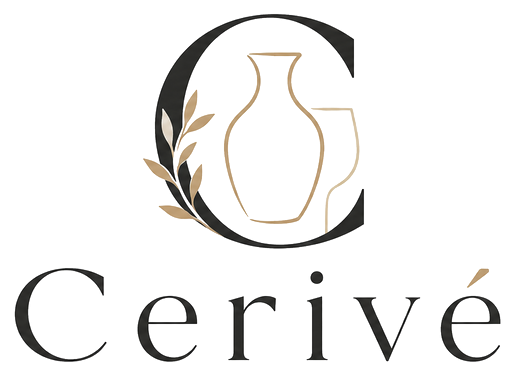 Cerivé logosu: vazo figürlü C monogramı ve Cerivé yazısı